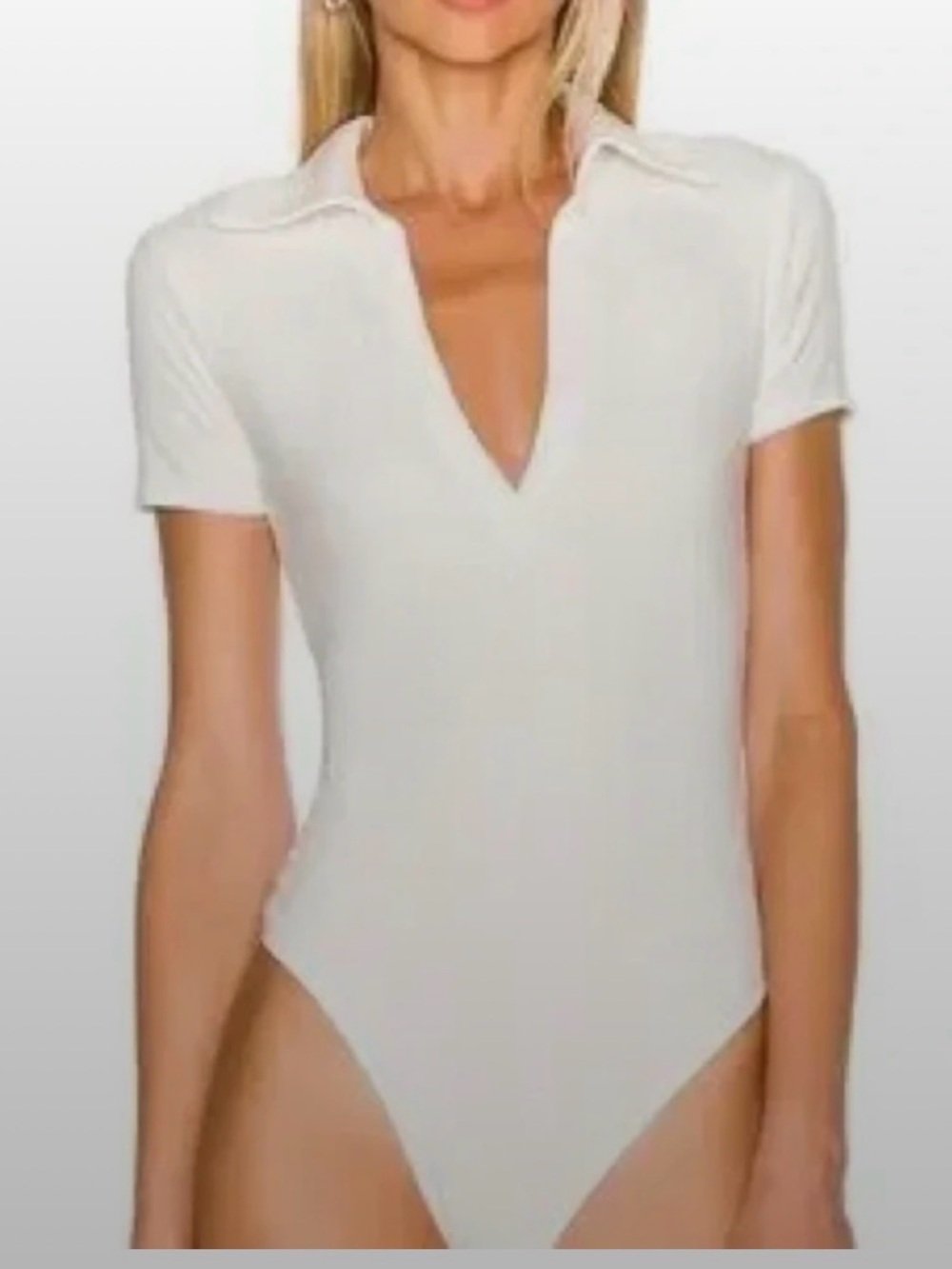 Intimately free people  White Short-Sleeve Polo Bodysuit - Women Tops nwot